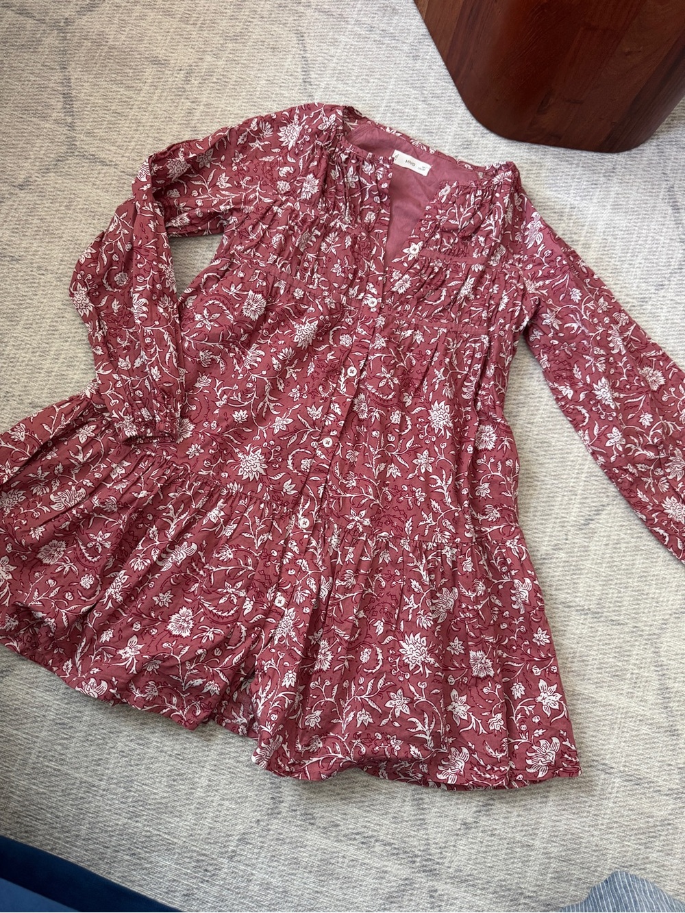 Mango Floral Button-Front Boho Tunic sz 8Y